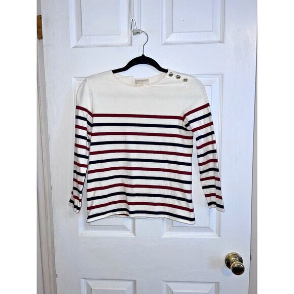 Sezane Tops - SEZANE Loic Mariniere Striped Top Shirt Black Burgundy Stripe 3/4 sleeve